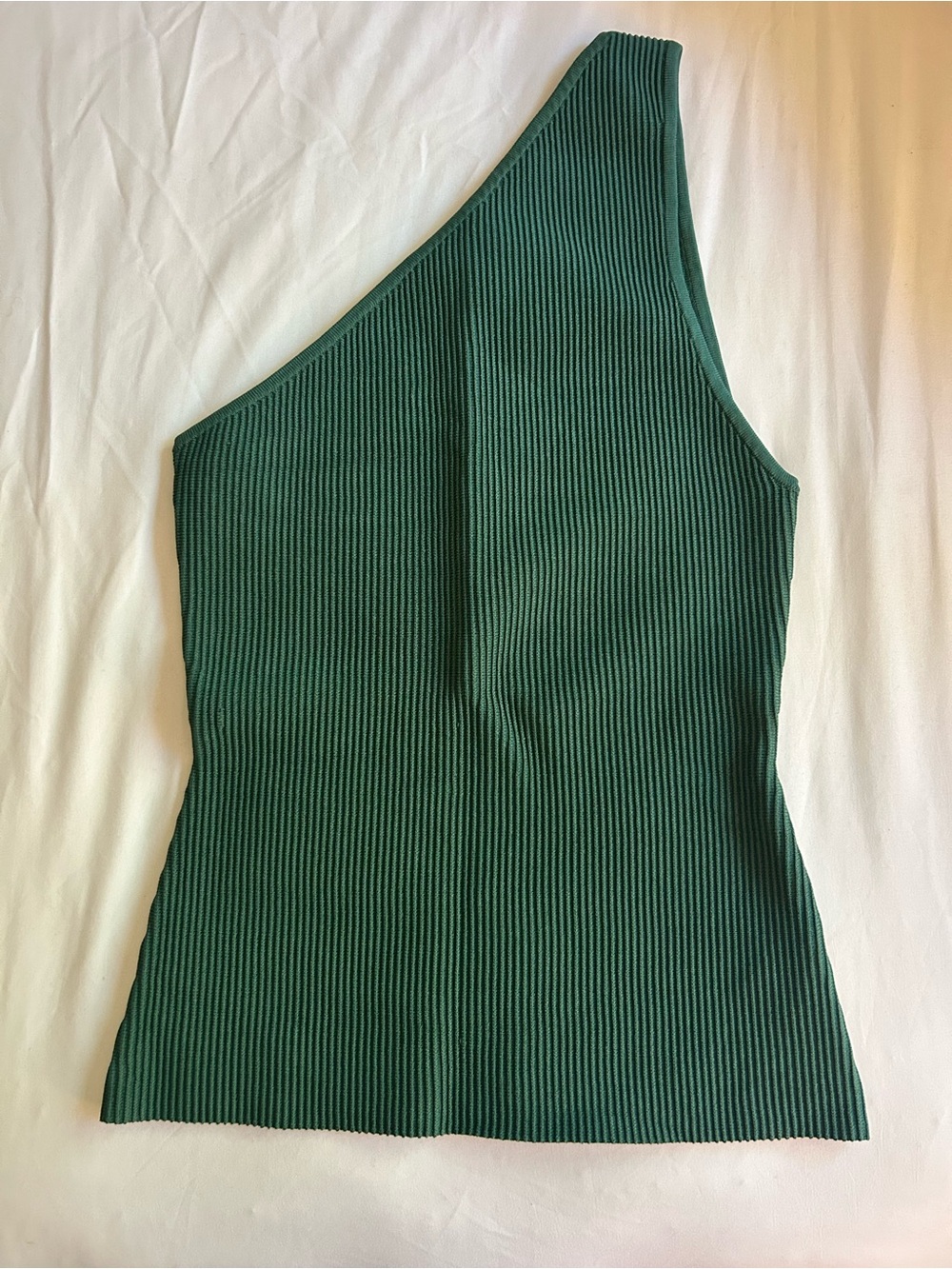 Babaton One-Shoulder Ribbed Top in Forest Green